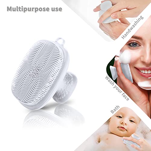 Silicone Face Scrubber for Men Facial Cleansing Brush Silicone Face Wash Brush Manual Waterproof Cleansing Skin Care Face Brushes for Cleansing and Exfoliating (White) - color: White