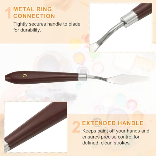 HARFINGTON 2pcs Palette Knife Painting Tool 2.24" x 0.59" Stainless Steel Art Spatula Pallet Knives Scrapers Tools with Plastic Handle for Acrylic Oil Canvas Mixing Spreading, Red/Silver - size: 2.24" x 0.59"