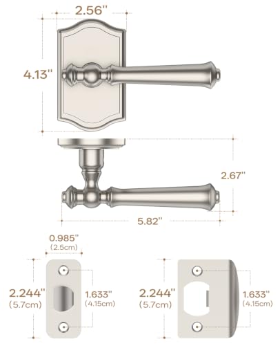 Asidrama 6 Pack Brushed Satin Nickel Privacy Interior Door Handles - color: Brushed Stain Nickel