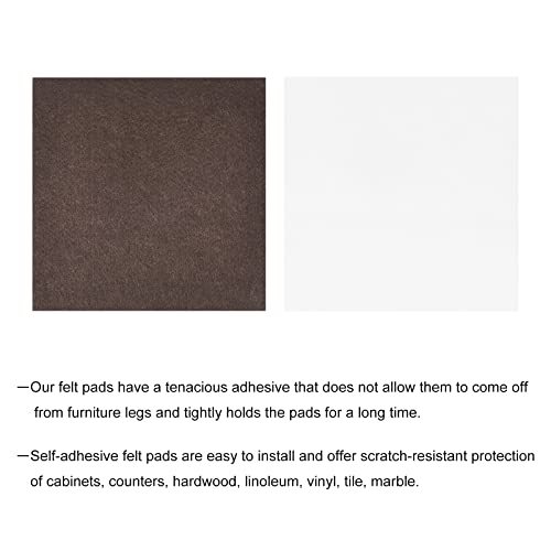 uxcell Felt Furniture Pads, 4-inch x 4-inch Self Adhesive Cuttable Anti Scratch Square Floor Protectors for Furniture Legs Hardwood Floor, Brown 8Pcs - size: 4-inch x 4-inch