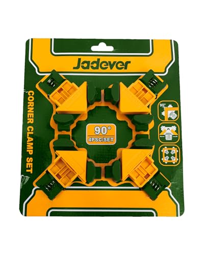 Jadever 4-Piece Corner Clamp, 90° Right Angle Clamp Set with 4 Rubber Feet, Adjustable Spring Loaded, Fit for Woodworking/Picture Framing