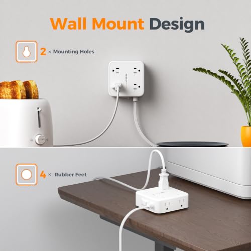TESSAN Surge Protector Power Strip with 900J Surge Protection, 15 Ft, White - color: White with 1 USB C, size: 15 feet