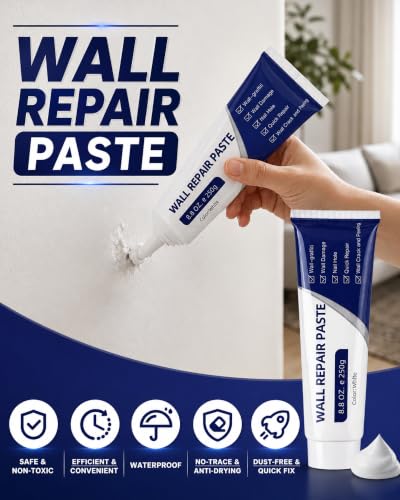 Efficient Drywall Repair Kit with Scraper,Wall Repair Paste Tube,Quick-Drying Wall Mending Agent, Wall Repair Paste,Multi-Functional Patch Paste for Wall Crack/Nail Hole/Graffiti,Wall Surface(1pack)