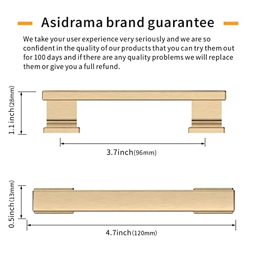 Asidrama 10 Pack 3.75 Inch(96mm) Brushed Brass Kitchen Cabinet Handles, Cabinet Pulls Kitchen Cabinet Hardware for Cupboard Drawer Pulls - color: Brushed Brass, size: 3.75" Hole Center, style: 10 Pack