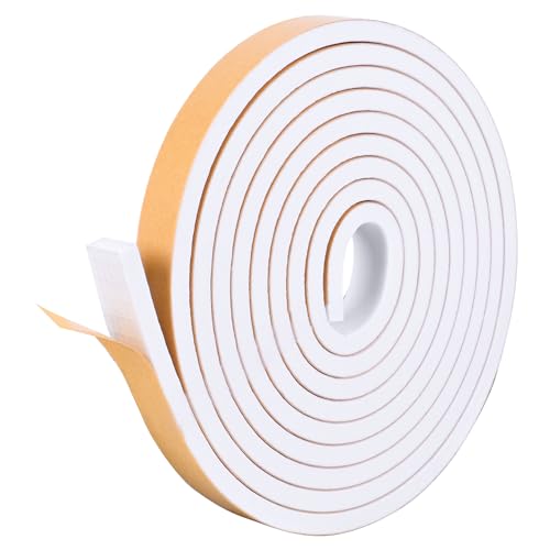 Kikerike Self Adhesive Foam Tape Weatherstrip 1/2in x 1/4in x 16.5Ft High Density Foam Insulation Strips Seal Weather Stripping with Strong Adhesive for Door and Window Sound Isolation Soundproofing - size: 1/2in x 1/4in x 16.5Ft