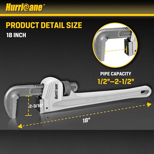HURRICANE 18-Inch Aluminum Pipe Wrench - size: 18 Inch