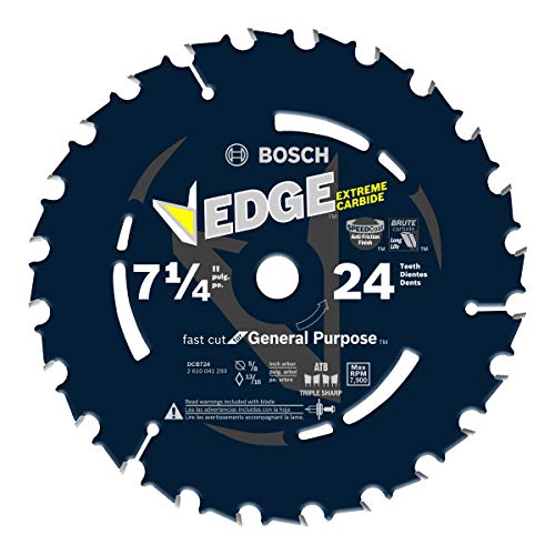 BOSCH DCB724 7-1/4 in. 24 Tooth Edge Circular Saw Blade Brute Carbide for Applications in Framing - size: 7-1/4" Diameter, style: 24 Teeth