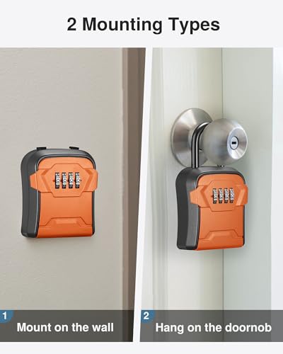 Puroma Key Lock Box for House Keys Combination Lockbox with Code, 1 Orange - color: Orange