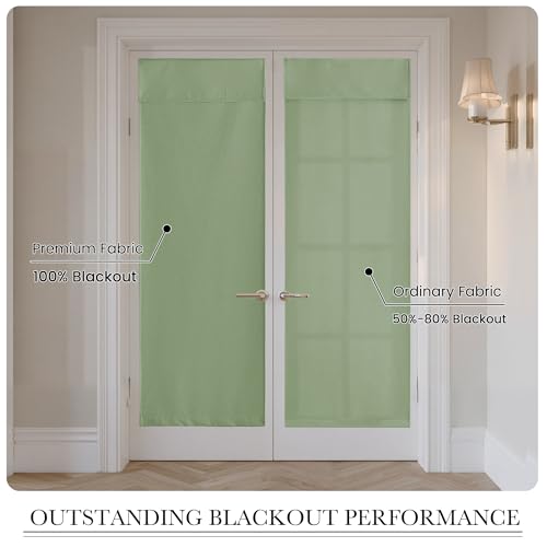 RYB HOME 100% Blackout Classroom Door Window Cover, Sidelight Curtains - color: Sage Green, size: 12"W x 40"L (Pack of 1)