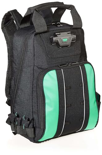 Amazon Basics Tool Backpack with LED Light, 55 Pockets, Padded Shoulder Straps, Tool Storage Bag, Black - size: Backpack