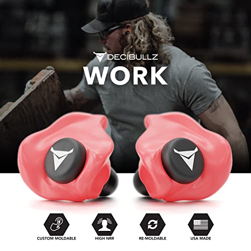 Decibullz Custom Molded Ear Plugs, 31dB NRR Shooting Ear Protection (Red) - color: Red