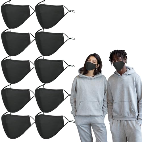 Washable Reusable Cloth Face Masks for Women Men 10 Pack - color: Black