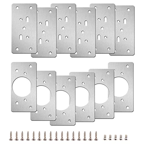 12-Pack Stainless Steel Cabinet Hinge Repair Kit - Door Hinge Repair Plate With Mounting Screws