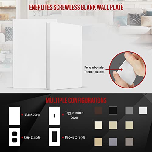 ENERLITES Screwless Blank Wall Plate, 1-Gang Outlet Covers, 1 Pack, White - color: White, size: Screwless