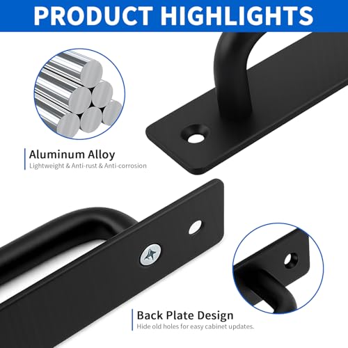 TamBee 4 Pack 6-1/2 Inch Black Metal Gate Pull Handles, Heavy Duty Hardware, Durable Pull Grips for Wooden Fence, Shed, Barn Door & Outdoor Use - size: 4 Pack 5 Inch Metal