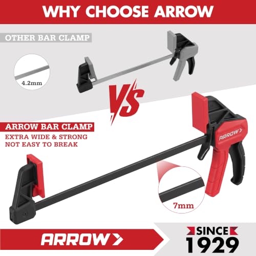 ARROW 4-Piece 6" Mini Bar Clamps for Woodworking with 50LBS Load Limit - size: mini 6"(4)