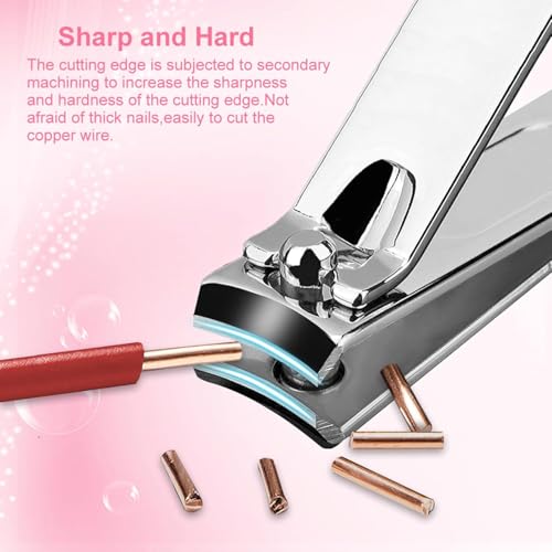 Yougai Manicure Set, Beige, 18Pcs Stainless Steel Nail Clippers - color: Pink