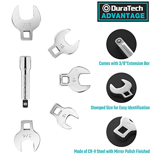 DURATECH 19-Piece 3/8" Drive Crowfoot Wrench Set with 2 Extension Bars - size: Metric and SAE, style: Regular