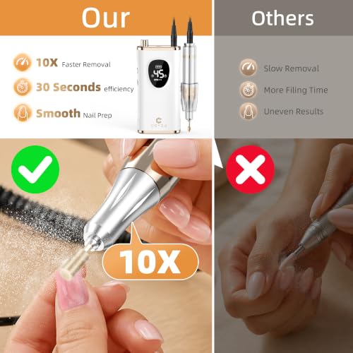 Professional Electric Nail Drill Rechargeable Nail File with Bits - color: Pearl White