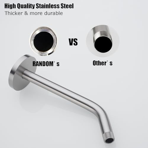 RANDOM 10 Inch 90 Degree Shower Arm with Flange Brushed Nickel Rain Shower Head Extension Arm.RD91018-10-BN - color: 10″ Brushed Nickel(Round Flange)