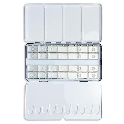 FCLUB Large Watercolor Palette Tin with 28Pcs Watercolor Full Pans - style: Tin with 28 Transparent Full Pans