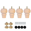 Maricome 4 Inch Unfinished Furniture Wood Legs Set of 4 Bun Feet for Sofa Couch Cabinet Dresser M8 Bolt Screw in - color: 4 Inch Unfinished