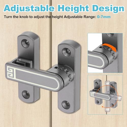 uxcell 2Pcs Barn Door Lock, Zinc Alloy 90/180 Degree Flip Gate Latches, Adjustable Security Sliding Door Latch Lock with Screws for Cabinet, Window, Garden, Gray(Night Light) with Sticker - color: Gray(Night Light)