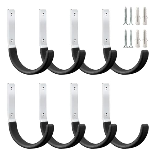 GeeWatom Heavy Duty Steel Garage Hooks,Garage Storage Utility Hooks,Heavy Duty Garage Garden Tool Organizer,Steel Wall Mount Hooks, Garden Hose Hanger, Small U Hooks (Black 8 Pack) - color: Black 8 Pack