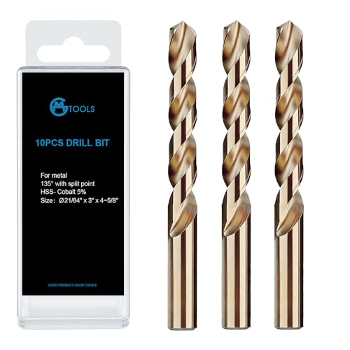 GMTOOLS 21/64 inch Cobalt Drill Bits, M35 HSS, 135 Degree Tip, Jobber Length Twist Drill Bit Set for Hard Metal, Stainless Steel, Cast Iron, Wood and Plastic, with Storage Case, Pack of 3 - style: M35-21/64-3PCS