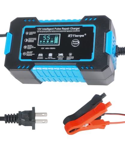 Car Battery Charger,Car Accessories Universal Portable 12V 6A Automatic Smart Battery Trickle Charger with LCD Display,Automotive Tool,Suitable for Most Cars,SUVs,MSedans,Trucks,Minivans (Blue) - color: Blue