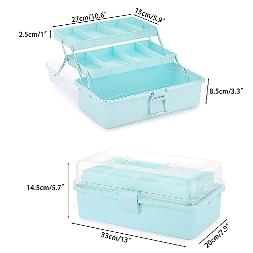 BTSKY 3-Layer Plastic Dividing Storage Box Craft Organizer and Storage - color: Blue