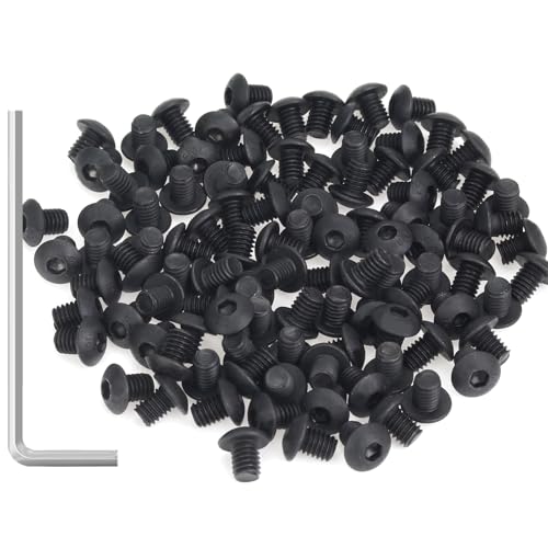 105 Pieces M4 x 5mm Button Head Socket Cap Screws, Thread Pitch 0.7mm, Sutemribor M4 Black Screws, 10.9 Grade Alloy Steel, Black Oxide Finish, Fully Threaded - size: M4 x 5mm, style: Button Head