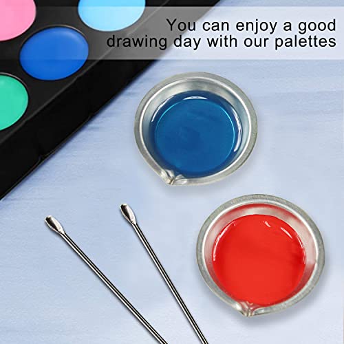 Paint Stirrer and Tray Set (2 Pieces) - Stainless Steel Model Paint Mixer Tool with Double-Ended Spoon & Spatula - Small Metal Palette for Airbrush, Miniature & Hobby Building