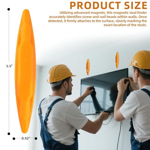 (4-Pack) Calvana Magnetic Stud Finder Wall Scanner, Stud Finder Magnet, Wall Detector Scanner, Compatible with All Drywall Construction, No Batteries Required, Wall-Friendly Construction，Easy to Use - color: Orange, 4pack