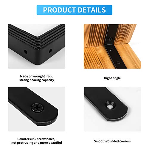 Shelf Brackets Corner Brace Black Steel L Brackets for Shelves Decorative Wall Mount Joint Angle Brackets for Shelf with Screws 16 Pack (4 x 4 Inch ) - size: 4x4 Inch-16 pcs