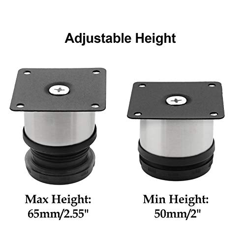4 Pack Furniture Leg Set, 2" Dia 2" H Adjustable - size: 2 Inch