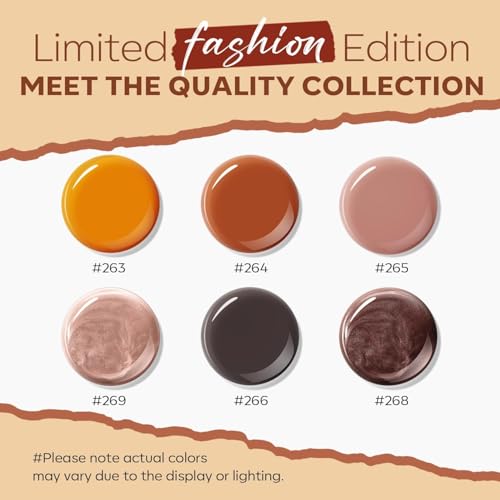 modelones Nail Polish Set, 6 Colors Nude Brown Maroon Nail Lacquer Kit - color: C2 Orange Brown