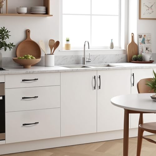 KNOBWELL 30 Pack 3-3/4 inch Hole Center Matte Black Kitchen Cabinet Pulls,Wave Style Modern Dresser Pulls Hardware Kitchen Cabinet Handles for Bathroom Bedroom Vanity,Zinc Alloy - color: Matte Black, size: Hole Center：3-3/4 inch（96mm）