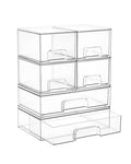 Vtopmart Stackable Storage Drawers Set of 6, Clear Plastic Organizer Bins for Bathroom Supplies, Ideal for Cabinet,Shelf, Pantry, Laundry Room Organization - style: 4 Small+2 Wide