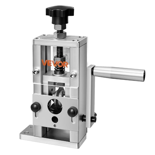 VEVOR Manual Wire Stripping Machine, 0.06-1 in, Copper Stripper with Hand Crank or Drill Powered, 64Mn Quenched Blades, 45# Steel Rollers, Aluminum Alloy Frame Wire Peeler, for Scrap Copper Recycling - style: Hand Crank or Drill Powered