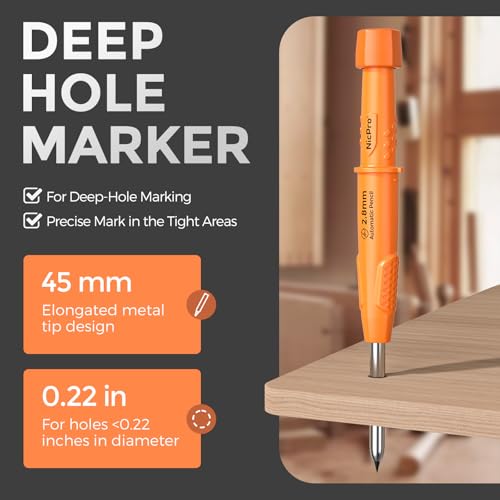 Nicpro Carpenter Pencil with Sharpener & Sleeve, Construction Pencil-Orange - color: Orange