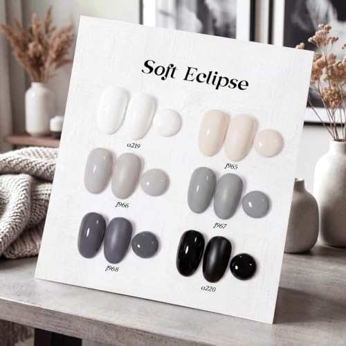 Beetles Grey Gel Polish Set, Soft Eclipse Collection, 6 Colors - color: A - Creme | 0-0-Soft Eclipse