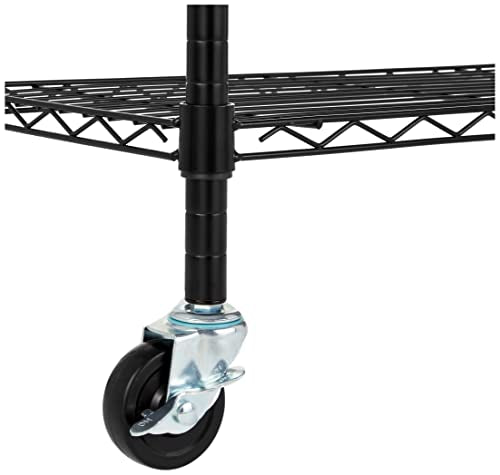 Amazon Basics 4-Shelf Heavy Duty Garage Shelving Storage Unit on 3" Wheel Casters, Adjustable Metal Wire Rack with Leveling Feet, 36" x 14" x 57.75", Black - color: Black, size: 36" L x 14" W x 57.75" H, style: 4 -Shelf