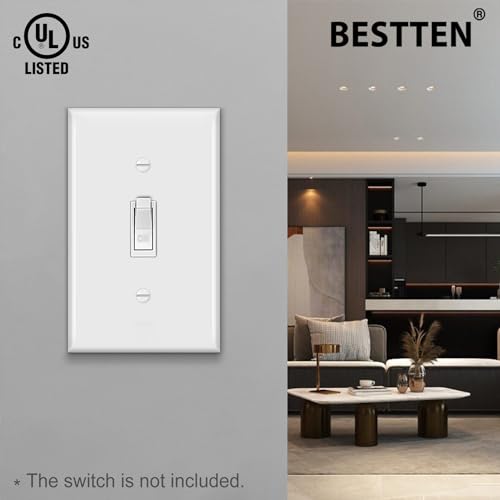 BESTTEN Light Switch Cover Plate 50 Pack, 1-Gang Toggle Wall Plate - size: 1 Gang 50 Pack