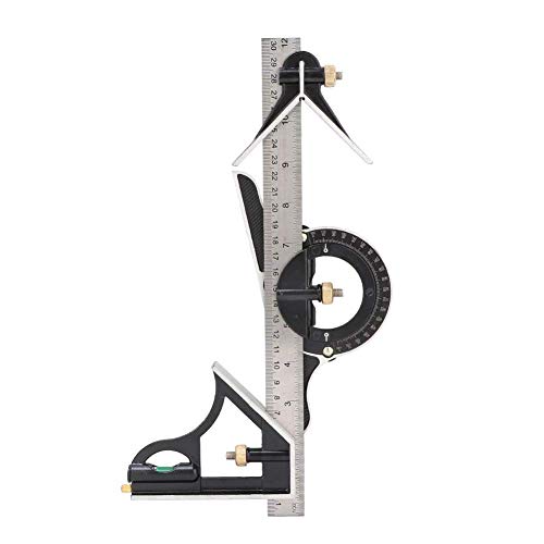 Stainless Steel T Ruler, Combination Set with Protractor, Stainless Steel Angle Ruler 0-180° Combination Tri 0.01 Protractor Measure Tool for Woodworking, Metalworking