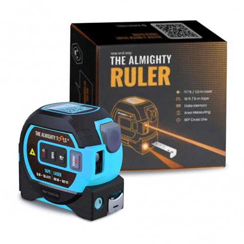 The Almighty Ruler Laser Tape Measure | Smart Range Finder | 196ft/ 60m - color: Blue, style: 60m
