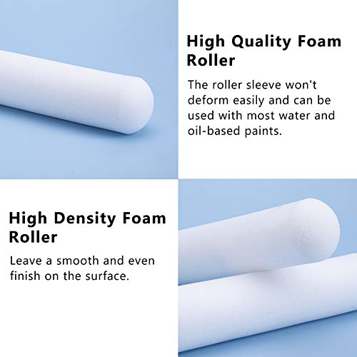Mister Rui Foam Paint Roller, 10 Pack, 6 Inch Foam Roller, High Density Foam Roller Paint, Mini Foam Paint Roller 6 Inch, Use with All Paints, Painting in Smooth Surface