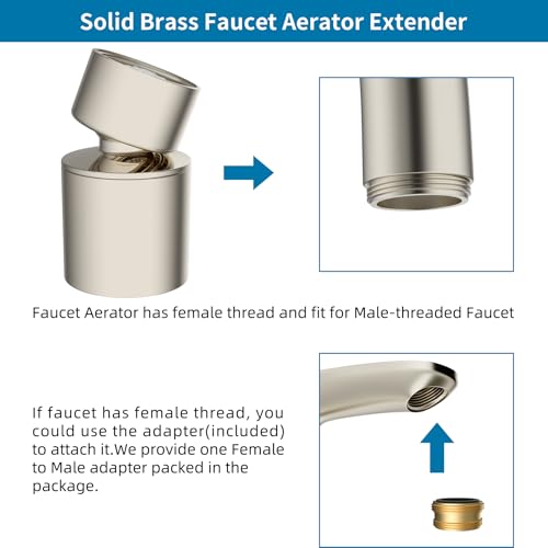 Hibbent NSF/ANSI/CAN 61 & cUPC Certified Faucet Aerator, Brushed Nickel - color: Brushed Nickel, style: Classic 360 Degree Faucet Aerator