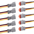 Deutsch DT 3 Pin Connector 5 Sets - 3 Way DT Automotive Waterproof Male Female Plug Wiring Harness for Car, Truck, Boats, LED Work Light, 16 AWG. (5 Sets 3 Pin, Grey) - size: 3-pin