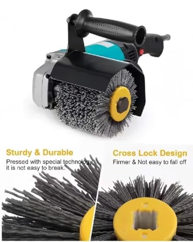 SIGNI New Abrasive Wire Drawing Wheel Drum Burnishing Polishing Brush for Wooden Furniture Floor Polishing 120X100mm 180 Grit 1pack - size: 180 Grit, Black